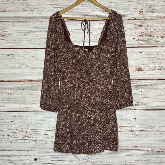 NWT Abercrombie & Fitch Portrait Neck Long Sleeve Polka Dot Mini Dress Sz M - Picture 7 of 16